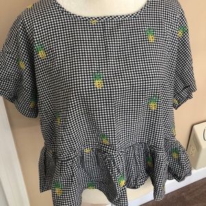 Adorable pineapple peplum top, size large